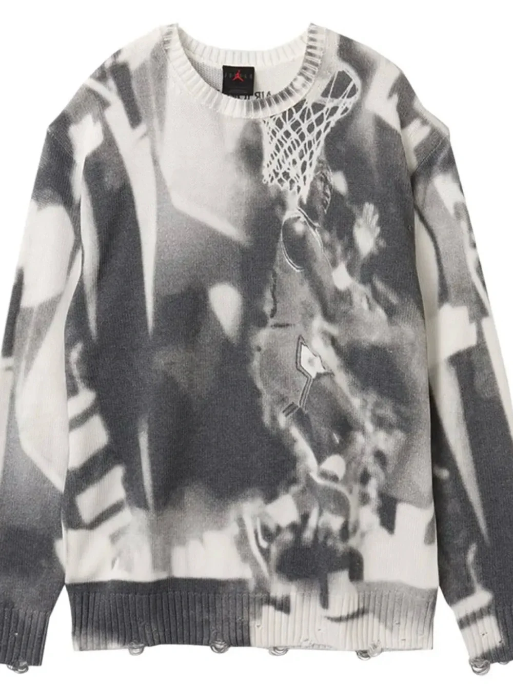 Jordan/Nike Black & White Air Jordan Graphic Crewneck Sweater - Picture 13 of 13